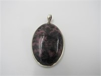 Rhodocrocite with Ruby and Silver Pendant