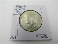 1968-D Kennedy Half Dollar, AV+, Silver