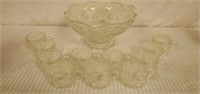 Stunning Lead Crystal Glass Punch Bowl & 11 Cups