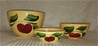 Vintage Apple Pattern Watt Pottery Nesting Bowls
