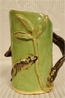 Green Vintage Handmade Pottery Pitcher