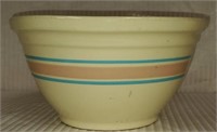 Vintage Stoneware Pottery Blue & Pink Mixing Bowl