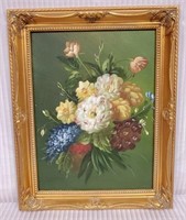Beautiful Framed Oil on Canvas Floral Painting