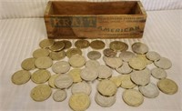 Vintage Wooden Kraft Cheese Box & Casino Coins