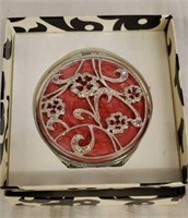 Beautiful Pink Floral Compact Mirror in Box