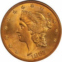 $20 1865-S PCGS MS64 CAC