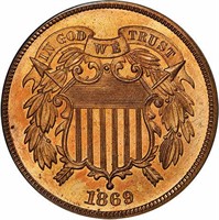 2C 1869 PCGS PR66+ RB CAC