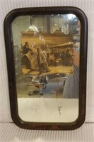Antique Wooden Framed Mirror & Print