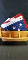 Flag and wicker basket