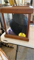 Glass square shadow box and top hat
