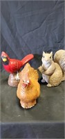 Cardinal, squirrel and chicken