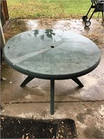 Green plastic patio table