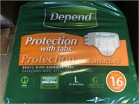 3PK-16 CT- DEPEND UNISEX PROTECTION BRIEFS W/ TABS