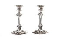 PAIR OF WILLIAM IV ENGLISH SILVER CANDLESTICKS