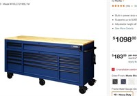 72 in. 18-Drawer Mobile Workbench in Matte Blue