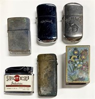 5 Vintage Lighters & a Match Safe