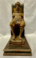 Carved Wooden Man on Throne Bookend