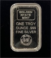 One Troy Oz .999 Silver Ingot