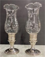 Pair of LaPierre Sterling Candle Holders w/Globes