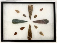 12 Assorted Arrowheads in Case