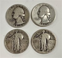 4 Assorted Silver Quarters