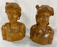 Pair of Wood Carved Busts