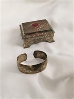 Sterling Silver Engraved Bracelet with Trinket Box