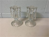 Vintage Pair of Fostoria Glass Candle Holders