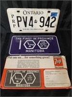1970 Manitoba"In" License Plate & Ontario PRP