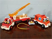 Vintage Fisher Price Fire Engine and Ambulance