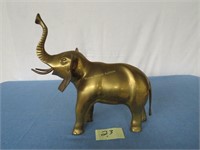 lge brass elephant, 13"h at trunk, 13"long