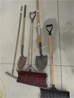 metal snow shovel, rake & Jobmate shovel