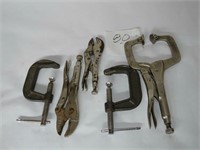 vise grips incl lge clamp grip, & 2 - 3" clamps