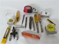 tape measures, small battery puller, punches