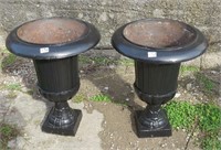 matching pair cast iron urns/planters, 25"h