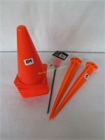 12 pylons, 9 1/2", flags, ground anchors