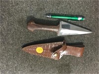 Small knife with leather sheath