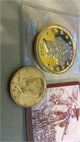 Gold Plated Token and Kennedy Half Dollar Copy of