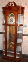 Ridgeway Cherry Grandfather Clock / Curio Cabinet