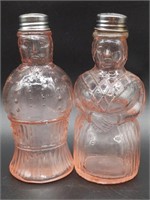 (2) Sets of Pink Glass Figural Salt and Pepper