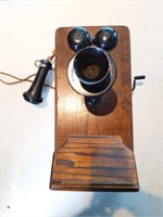 Antique Kellogg Crank Telephone 9" x 8" x 19"
