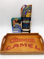 Wood Camel Tray 11" x 18" and (2) Cardboard Camel