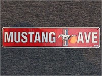 Mustang Ave Metal Sign 24"