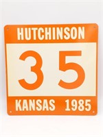 1985 Hutchinson, Kansas '35' Metal Sign 12" x 12"