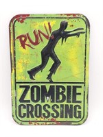 Zombie Crossing Metal Sign 9" x 13"