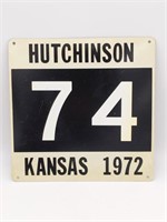 1972 Hutchinson, Kansas '74' Metal Sign 12" x 12"