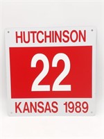 1989 Hutchinson, Kansas '22' Metal Sign 12" x 12"