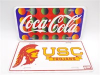 Coca-Cola and USC Trojans Novelty License Plates