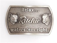 Ritchie Livestock Fountains Brass Belt Buckle