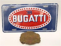 Bugatti Belt Buckle 4" and Novelty License Plate